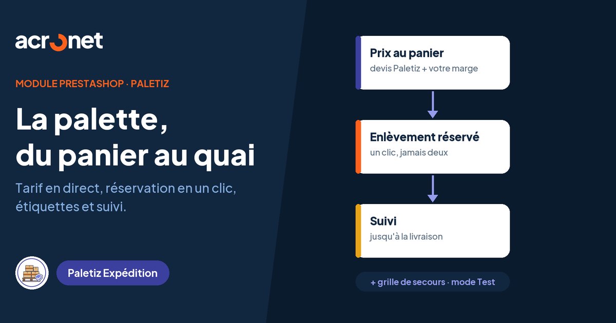 Paletiz Expédition : la livraison sur palette au tarif Paletiz dans PrestaShop