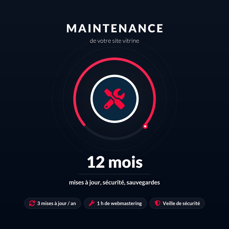 Maintenance annuelle - site vitrine : mises a jour, veille de securite et sauvegardes verifiees, sur douze mois