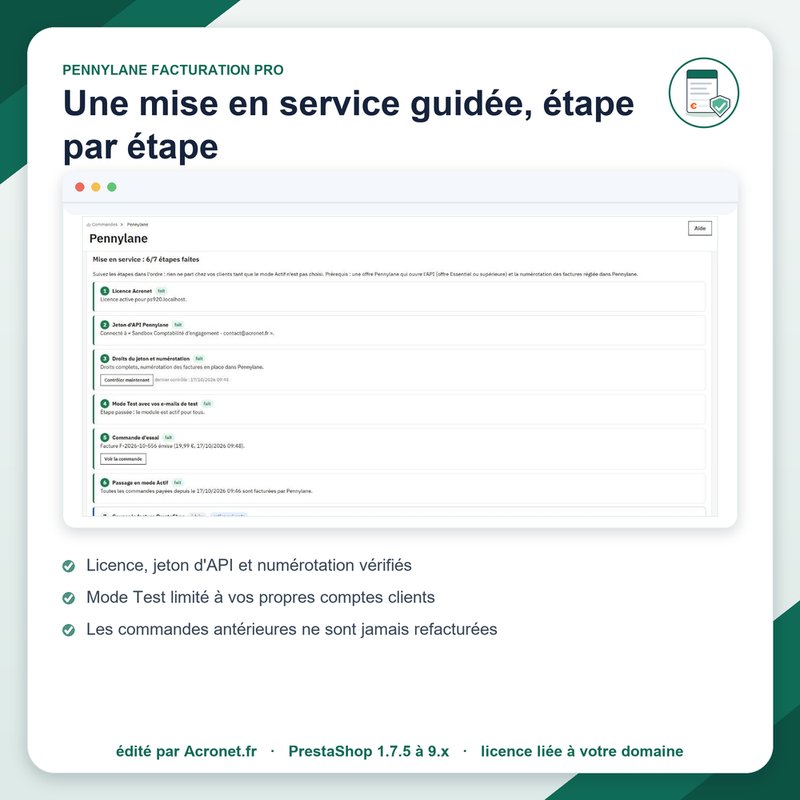 Assistant de mise en service du module Pennylane Facturation Pro