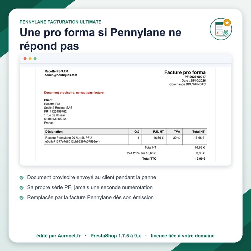 Facture pro forma envoyée au client quand Pennylane ne répond pas
