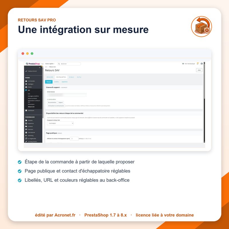 Réglages du module : étape de mise à disposition, page publique, libellés et URL