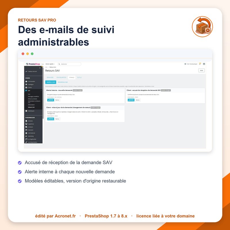 Modèles d'e-mails de suivi administrables