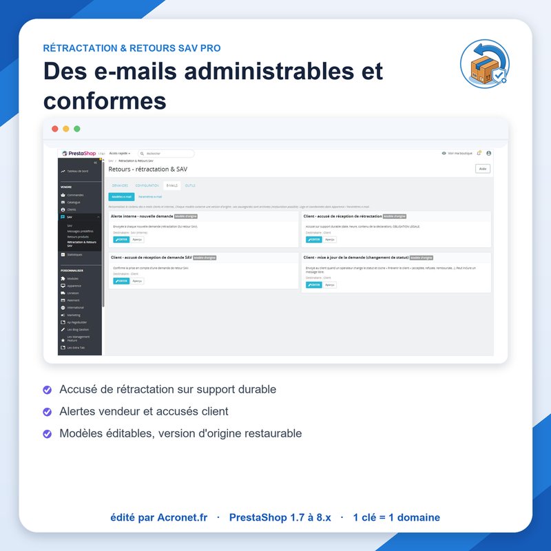 E-mails administrables et conformes : accusé de rétractation sur support durable