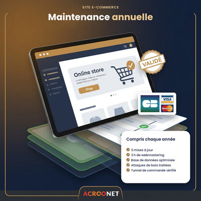 Maintenance annuelle - site e-commerce : mises a jour, veille de securite et sauvegardes verifiees, sur douze mois