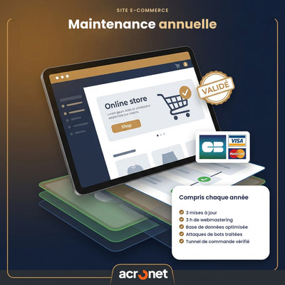 Maintenance annuelle - site e-commerce : mises a jour, veille de securite et sauvegardes verifiees, sur douze mois