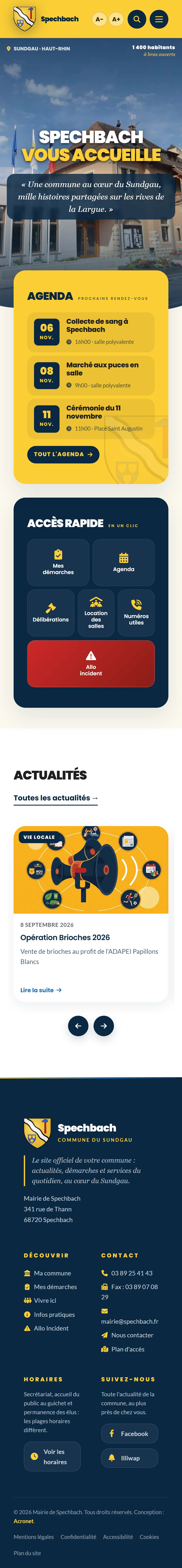 Aperçu mobile du site Commune de Spechbach