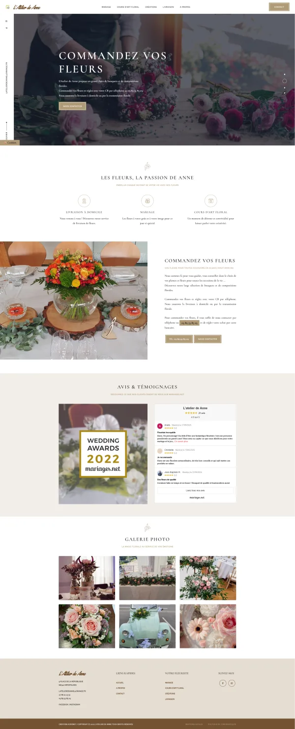 Site internet de L'Atelier de Anne à Hirtzfelden